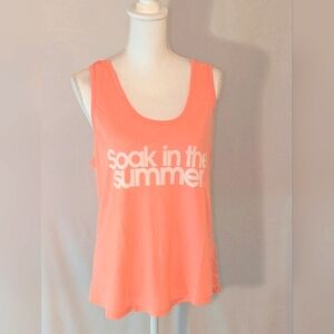 Wildfox Creamsicle Orange Soak in the Summer Graphic Tank Top Sz L GC
